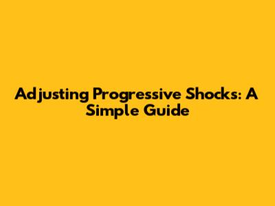 Adjusting Progressive Shocks: A Simple Guide