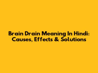 Brain Drain Meaning In Hindi: Causes, Effects & Solutions