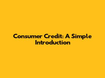 Consumer Credit: A Simple Introduction