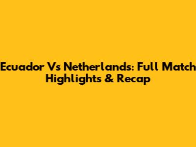 Ecuador Vs Netherlands: Full Match Highlights & Recap