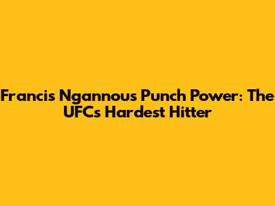 Francis Ngannou's Punch Power: The UFC's Hardest Hitter