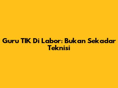 Guru TIK Di Labor: Bukan Sekadar Teknisi