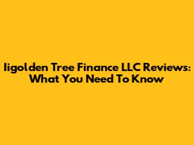 Iigolden Tree Finance LLC Reviews: What You Need To Know