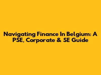 Navigating Finance In Belgium: A PSE, Corporate & SE Guide