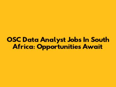 OSC Data Analyst Jobs In South Africa: Opportunities Await