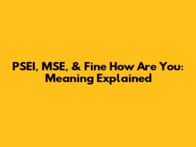 PSEI, MSE, & 'Fine How Are You': Meaning Explained