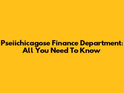 Pseiichicagose Finance Department: All You Need To Know
