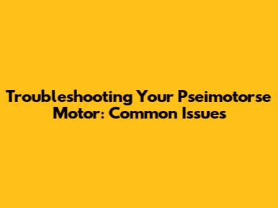Troubleshooting Your Pseimotorse Motor: Common Issues