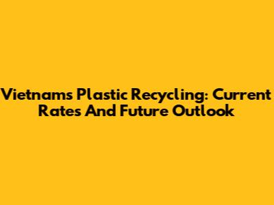 Vietnam's Plastic Recycling: Current Rates And Future Outlook